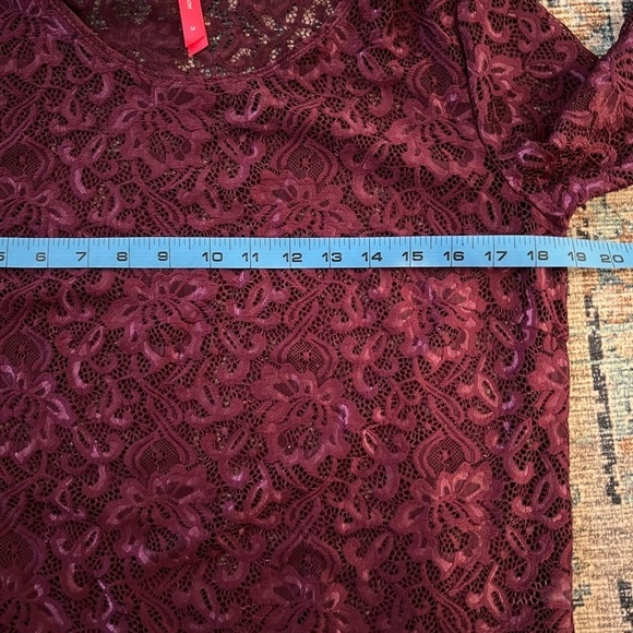 Ruby Ribbon | Plum Purple‎ Lace 3/4 Sleeve Top Style 1874 Sz M - Picture 5 of 7